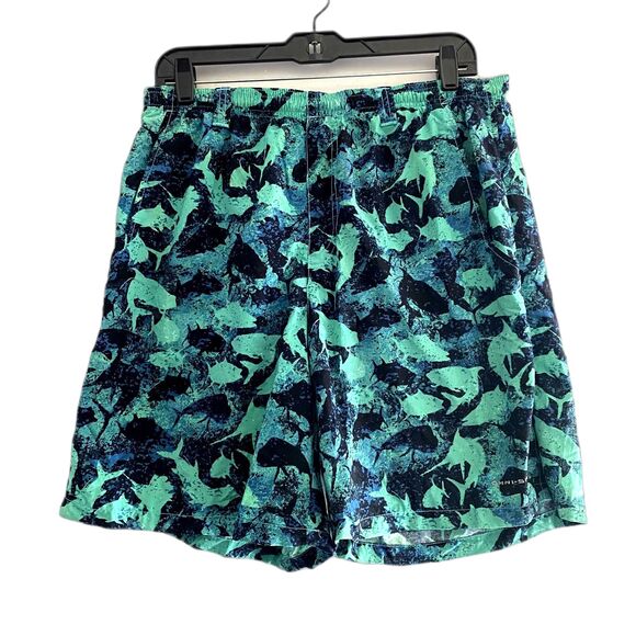 Columbia PFG Men's Super Back Cast Swim Trunks Blue Shark Fish Print Size Medium - Picture 1 of 7